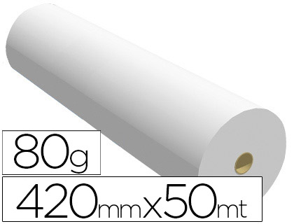 Papel reprografía para plotter 420mm.x50m. 80g/m²